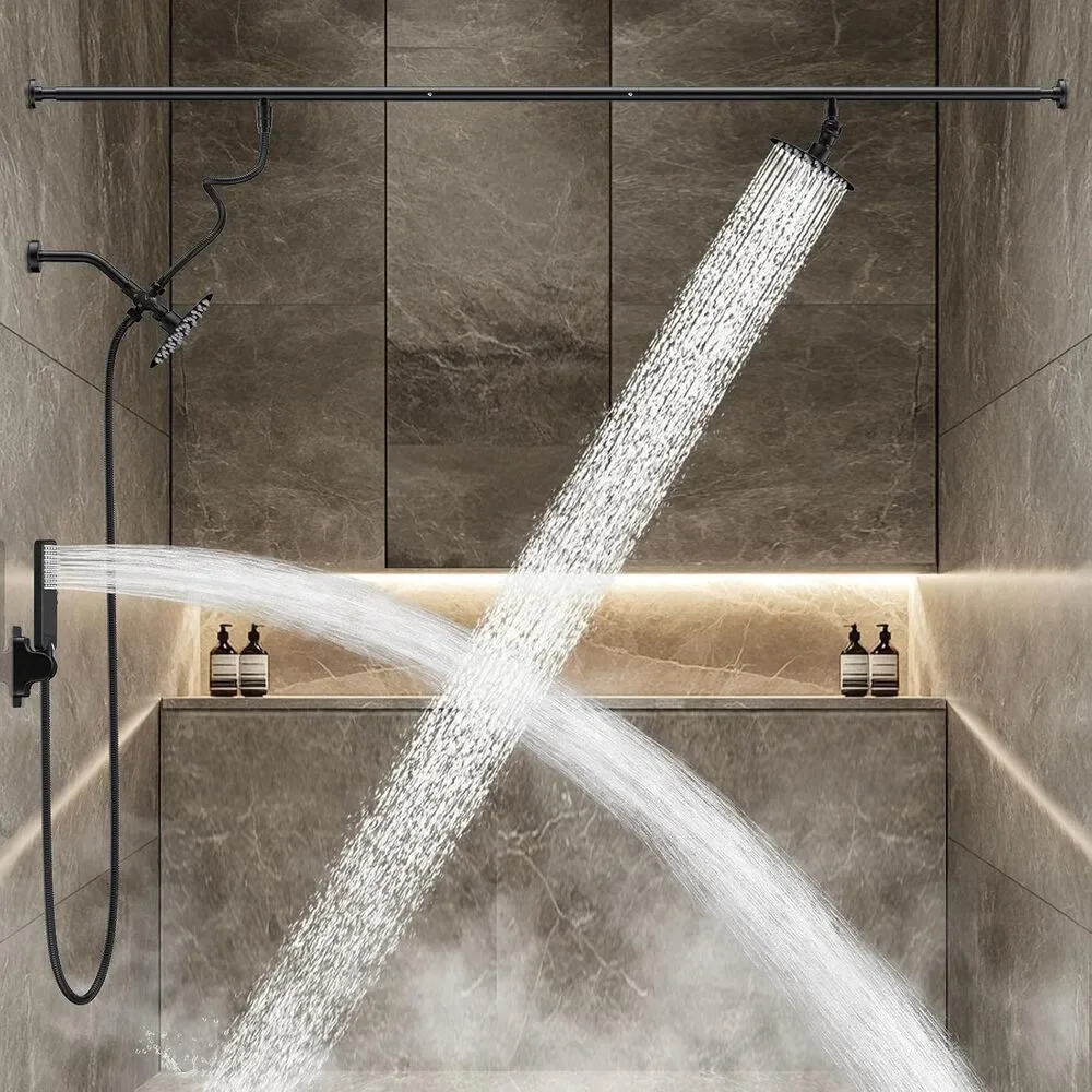 Dual Shower Head 6-Mode Diverter, Matte Black | 304 Stainless Fits 41